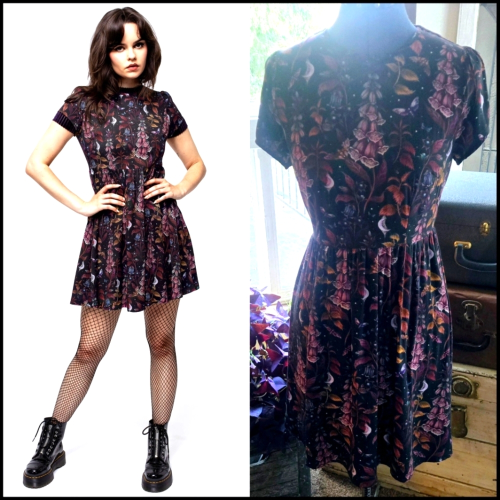 Disturbia Floral Black and Purple Dress
